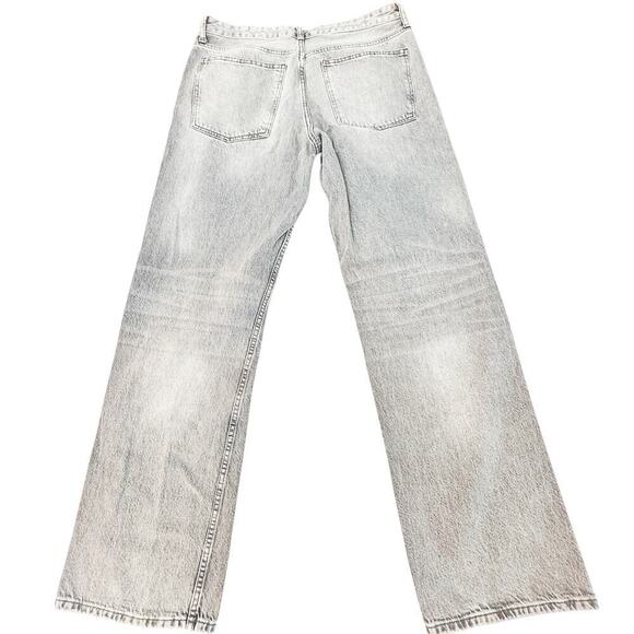 Zara Wide Leg Denim Jeans Zip Fly Gray Wash Loose Fit Size 12 - Picture 3 of 6